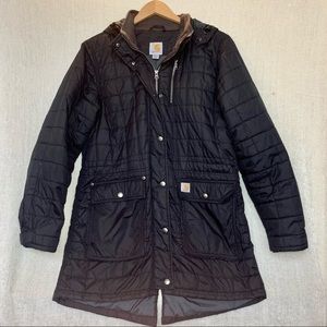 Carhartt black quilted utility hooded jacket coat